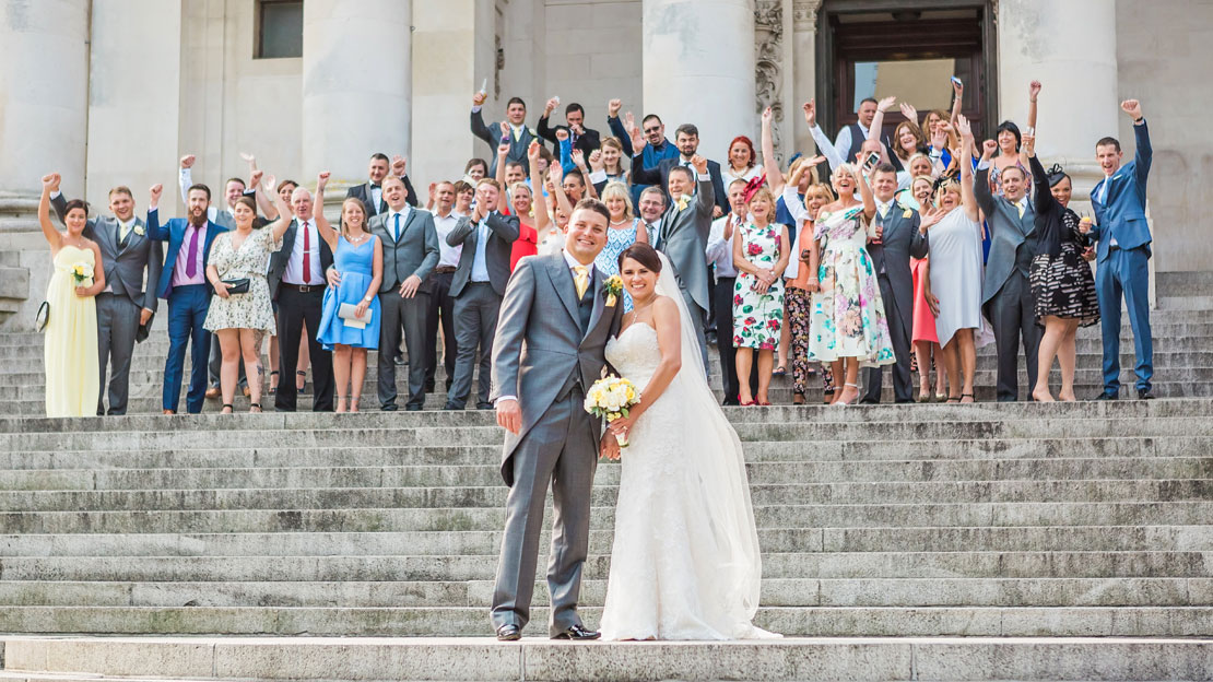 The guests on the steps of the Guildhall