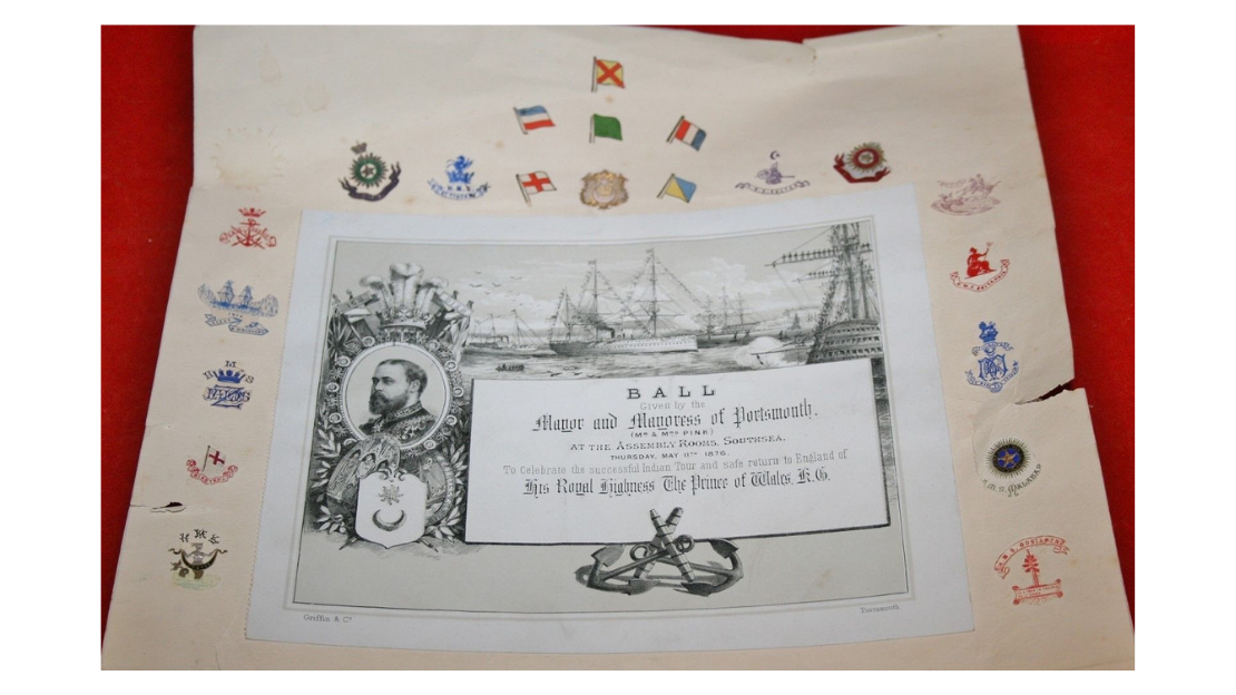 An invite to a ball thrown in celebration of PoW return from India 1876